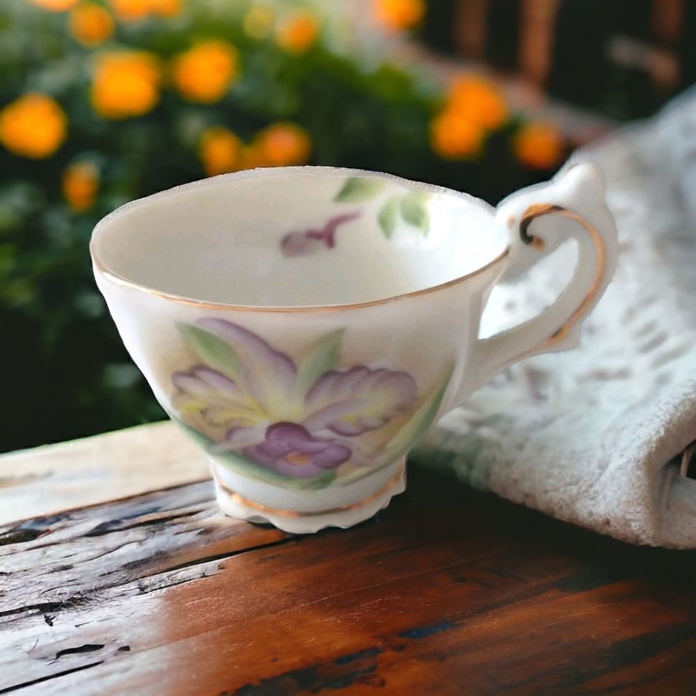 MINI Demitasse Floral Tea Cup Porcelain Air Plants Succulents Violets Diorama